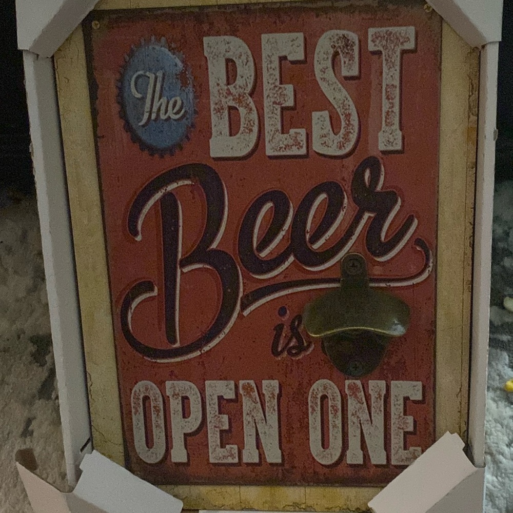 Best Is Open, bottle opener plaque for wall or bar